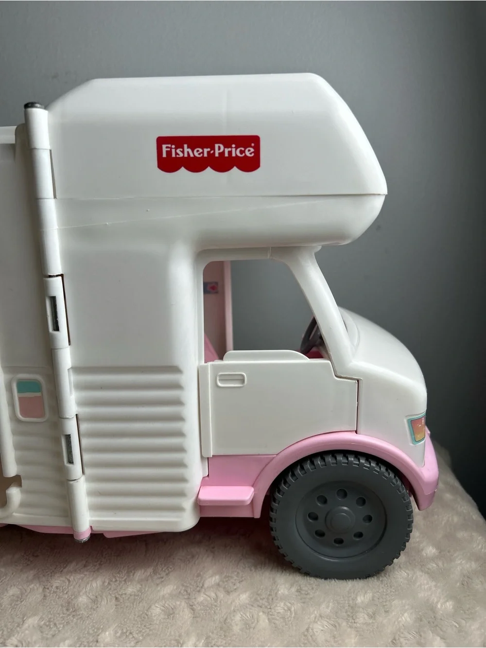 Vintage Fisher Price Loving Family RV Camper Van Pink White